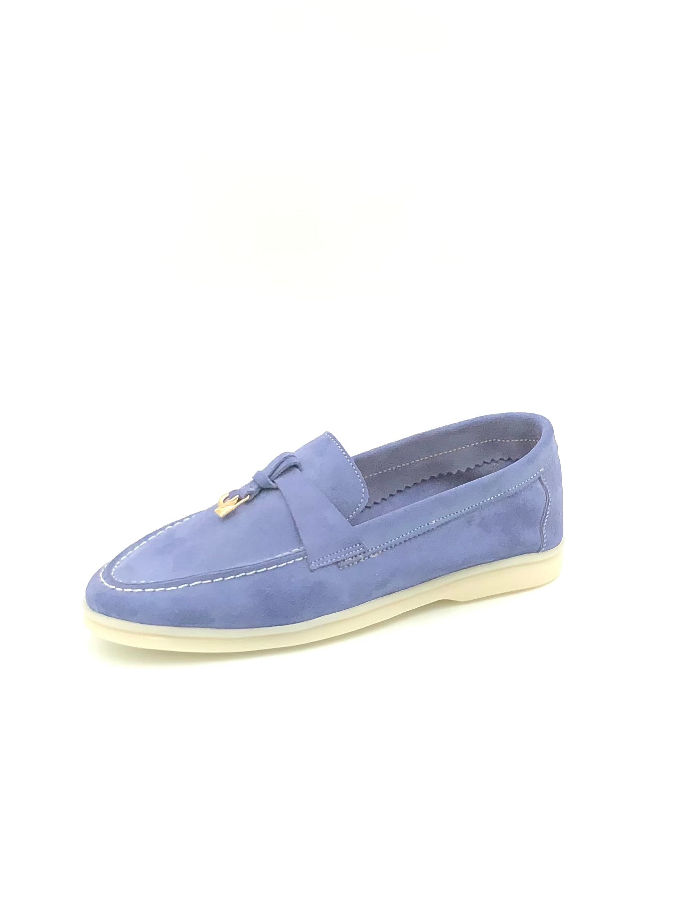 FOLO - Mocassin cuir en bleu pâle - Mauve