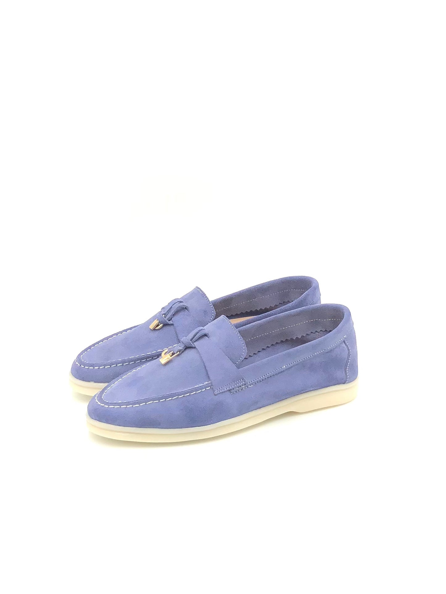 FOLO - Mocassin cuir en bleu pâle - Mauve