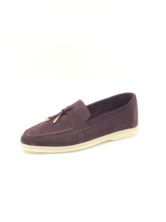 FOLO - Mocassin cuir en violet foncé