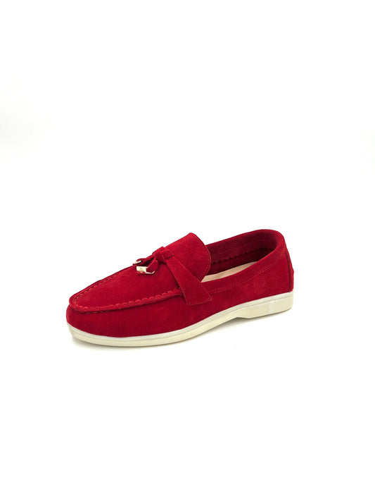 FOLO - Mocassin cuir en rouge